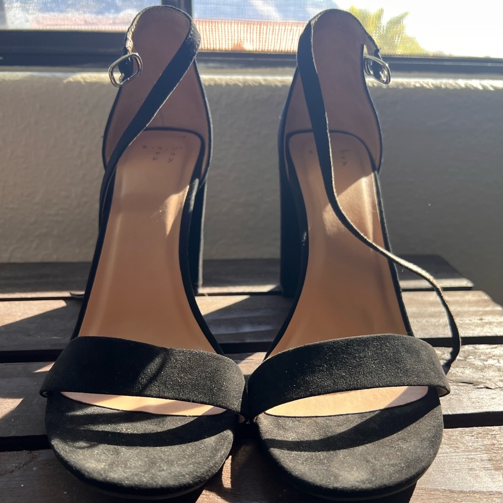Black suede heels